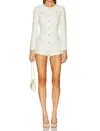 Amanda Uprichard Fallon Long Sleeve Tweed Romper In White