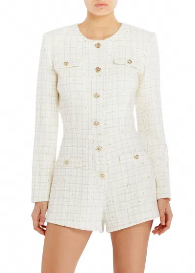 Amanda Uprichard Fallon Romper In White/gold In Multi