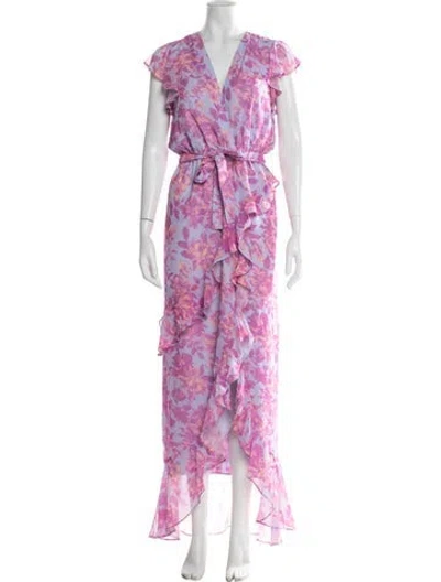 Pre-owned Amanda Uprichard Floral Print Long Dress In Pink