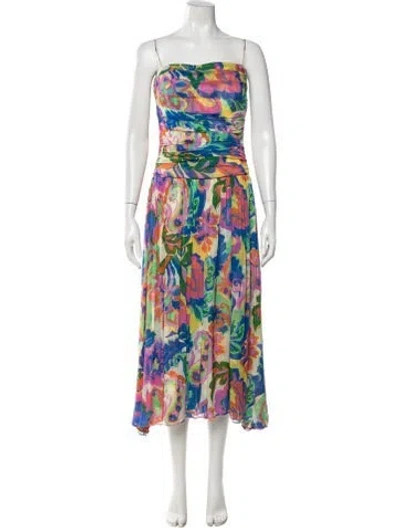 Pre-owned Amanda Uprichard Floral Print Midi Length Dress In Multi