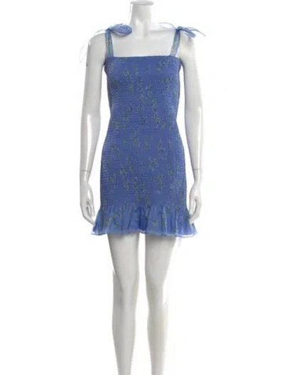Pre-owned Amanda Uprichard Floral Print Mini Dress In Blue