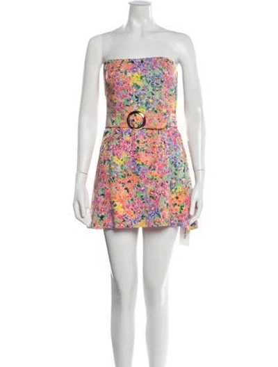 Pre-owned Amanda Uprichard Floral Print Mini Dress In Pink