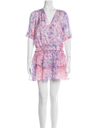 Pre-owned Amanda Uprichard Floral Print Mini Dress In Purple