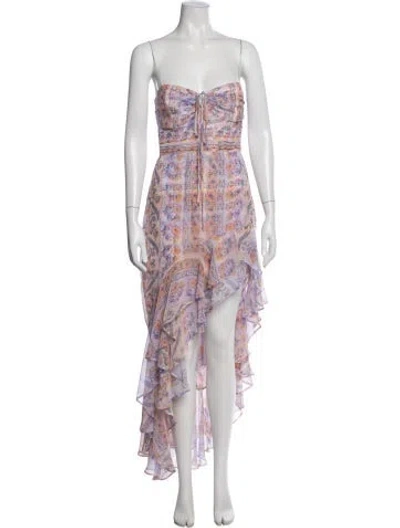 Pre-owned Amanda Uprichard Floral Print Mini Dress In Purple