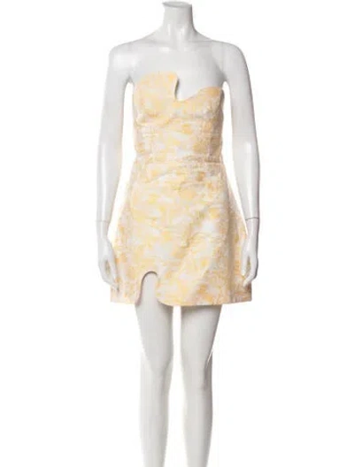 Pre-owned Amanda Uprichard Floral Print Mini Dress In Yellow