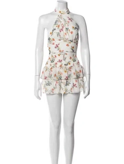 Pre-owned Amanda Uprichard Floral Print Ruffle Embellishment Skirt Set In White