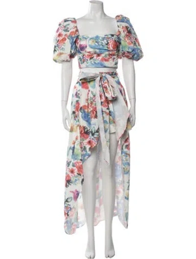 Pre-owned Amanda Uprichard Floral Print Skirt Set W/ Tags In Neutral