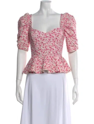 Pre-owned Amanda Uprichard Floral Print Square Neckline Top In Pink