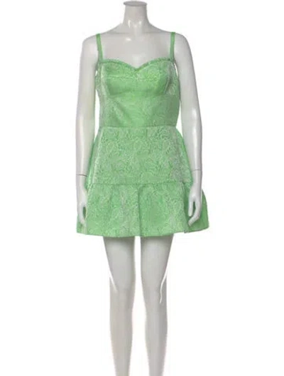 Pre-owned Amanda Uprichard Floral Print V-neck Jumpsuit In Green