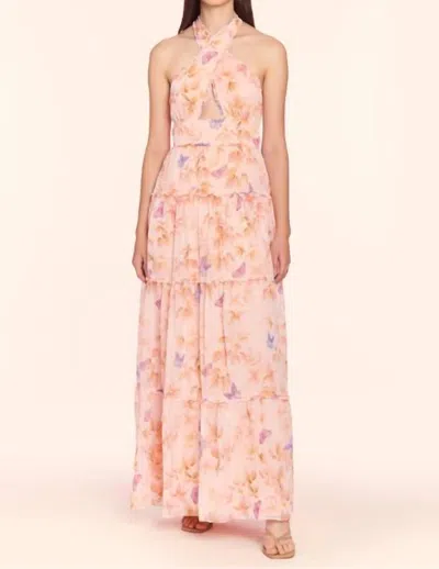 Amanda Uprichard Flutter Maxi Dress In Multi In Pink