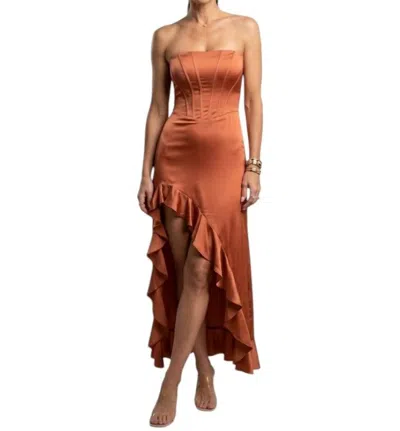 Amanda Uprichard Francesca Maxi Dress In Orange In Brown