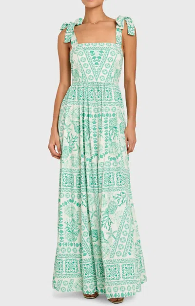 Amanda Uprichard Fredonia Square Neck Maxi Dress In Reef Print In Green
