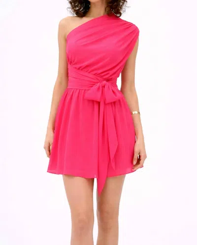 Amanda Uprichard Galleria Mini Dress One Shoulder Chiffon In Watermelon In Pink