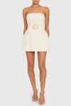 Amanda Uprichard Gramercy Strapless Skort Romper In Beige