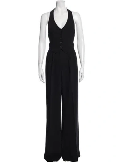 Pre-owned Amanda Uprichard Halterneck Jumpsuit In Black