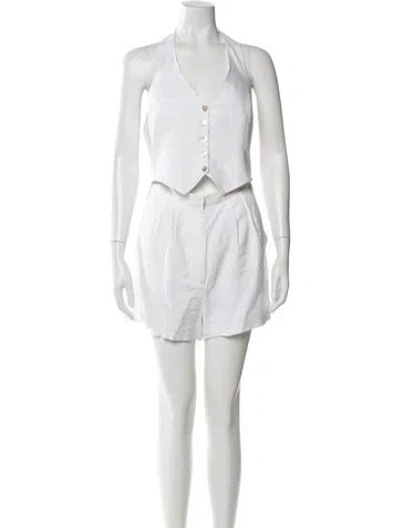 Pre-owned Amanda Uprichard Halterneck Jumpsuit In White