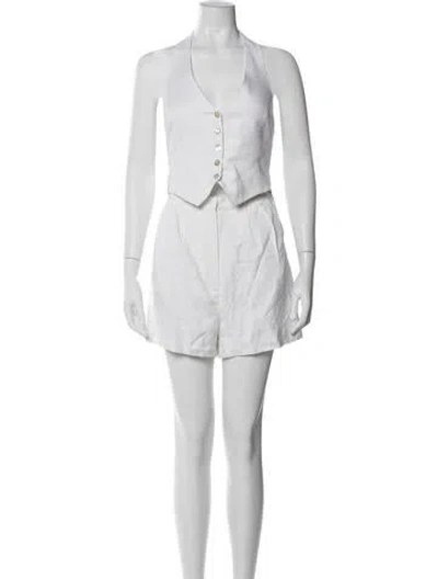 Pre-owned Amanda Uprichard Halterneck Jumpsuit In White