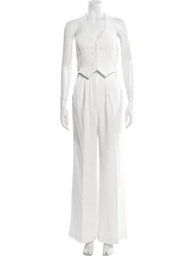 Pre-owned Amanda Uprichard Halterneck Jumpsuit In White