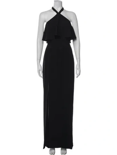 Pre-owned Amanda Uprichard Halterneck Long Dress In Black