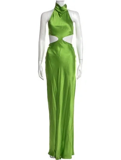 Pre-owned Amanda Uprichard Halterneck Long Dress In Green