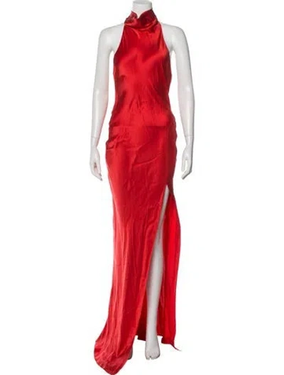 Pre-owned Amanda Uprichard Halterneck Long Dress In Red