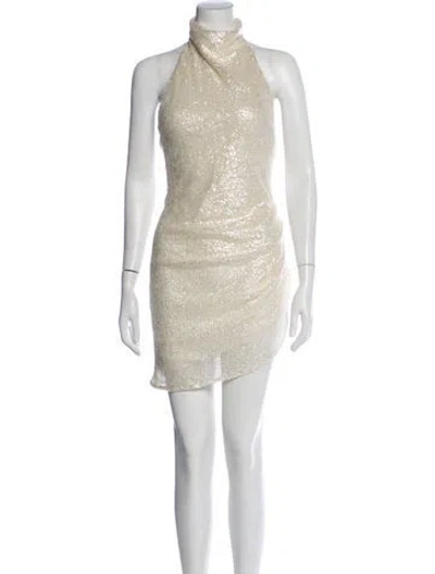 Pre-owned Amanda Uprichard Halterneck Mini Dress In Neutral