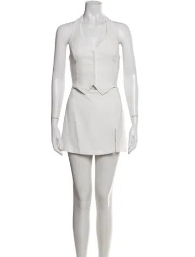 Pre-owned Amanda Uprichard Halterneck Mini Dress In White