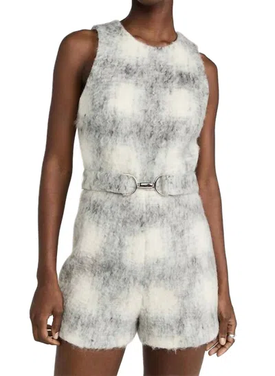 Amanda Uprichard Hazel Wool Belted Romper In Manderlay Wool In Gray