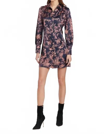 Amanda Uprichard Heddy Long Sleeve Mini Dress In Harvest Print In Blue