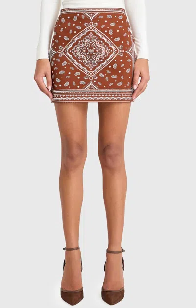 Amanda Uprichard Hope Mini Skirt In Montana Print In Brown