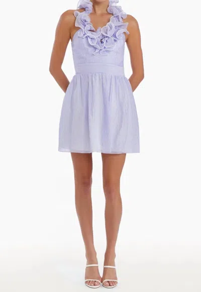 Amanda Uprichard Indra Mini Stripe Ruffle Halter A-line Dress In Lavender In Purple