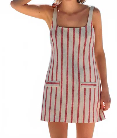 Amanda Uprichard Indy Mini Dress In Red Stripe In Neutral