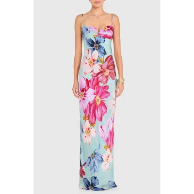 Amanda Uprichard Ira Daphne Floral Maxi Dress In Blue Multi