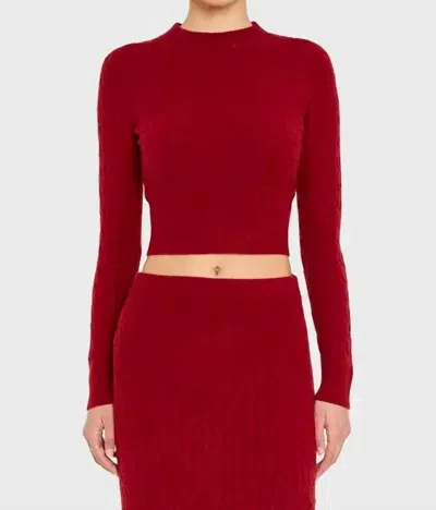 Amanda Uprichard Isla Cable Knit Top In Carnelian In Red