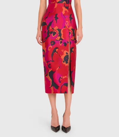 Amanda Uprichard Ivy Midi Dress In Pink Multi In Red