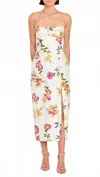 Amanda Uprichard Ivy Strapless Midi Dress In White Multi In Multi