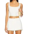 Amanda Uprichard Jace Square Neck Top In Ivory In White