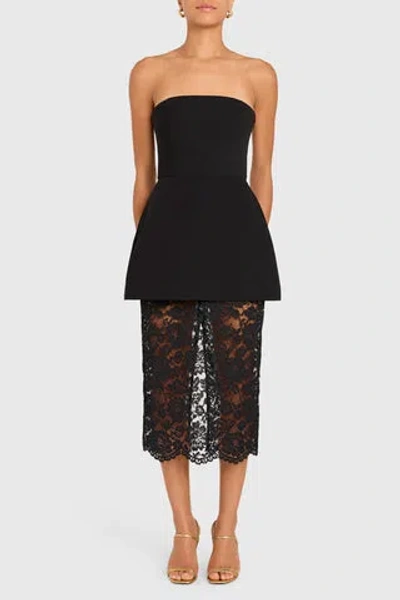 Amanda Uprichard Jada Strapless Lace Midi Dress In Black