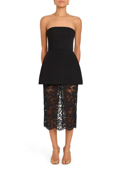 Amanda Uprichard Jada Strapless Lace Midi Dress In Black