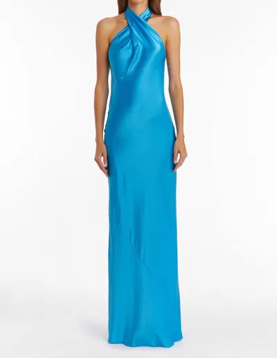 Amanda Uprichard Jade Silk Maxi Dress In Blue
