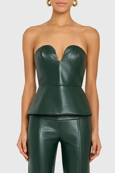 Amanda Uprichard Juno Leather Top In Moss In Multi