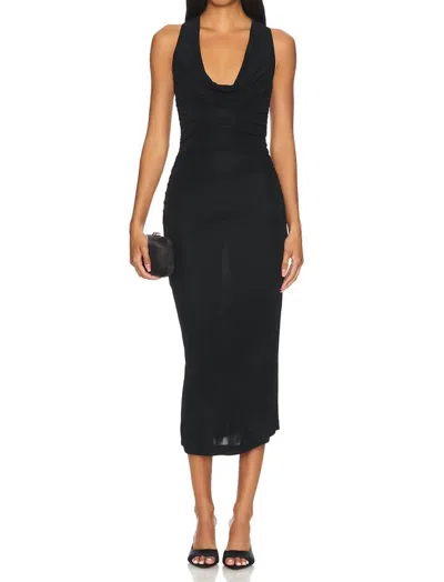 Amanda Uprichard Kahlo Cowl Midi Dress In Black