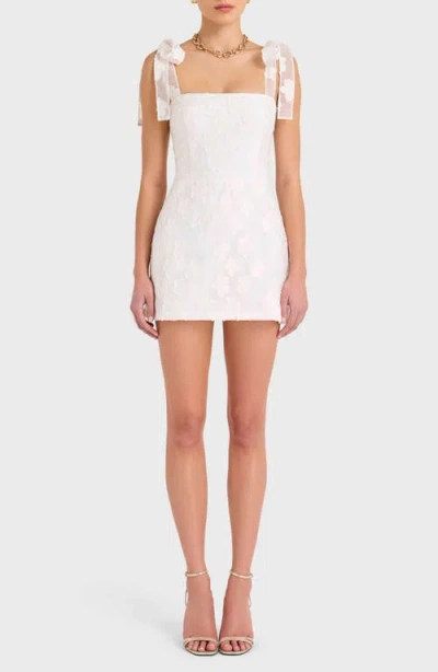 Amanda Uprichard Keenan Floral Appliqué Cocktail Skort Romper In White