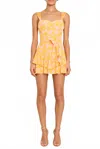 Amanda Uprichard Kendra Romper In Narcissus Print In Orange