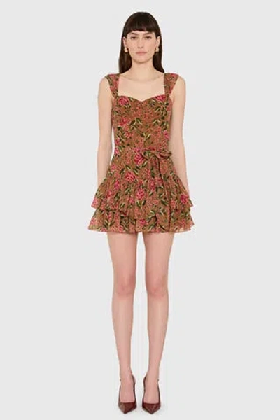 Amanda Uprichard Kendra Skort Romper In Evening Rose Print