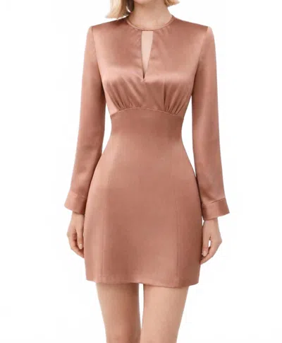 Amanda Uprichard Keyhole Long Sleeve Mini Dress In Rose Bronze In Brown