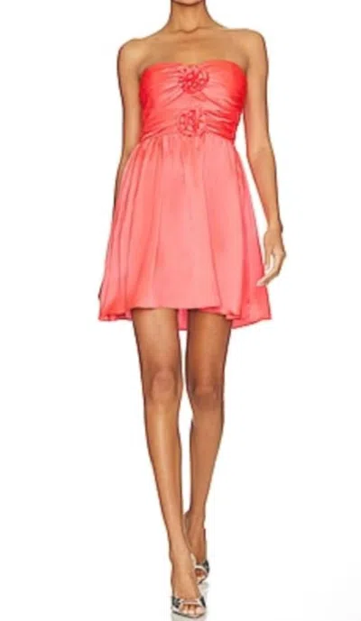 Amanda Uprichard Kiera Strapless Silk Mini Dress In New Fluro In Red