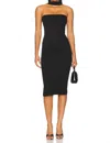 Amanda Uprichard Kimana Hall Style Midi Dress In Black In Black