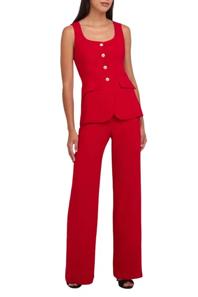 Amanda Uprichard Kya Sleeveless Wide Leg Jumpsuit In Red