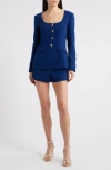 Amanda Uprichard Kya Long Sleeve Romper In Blue